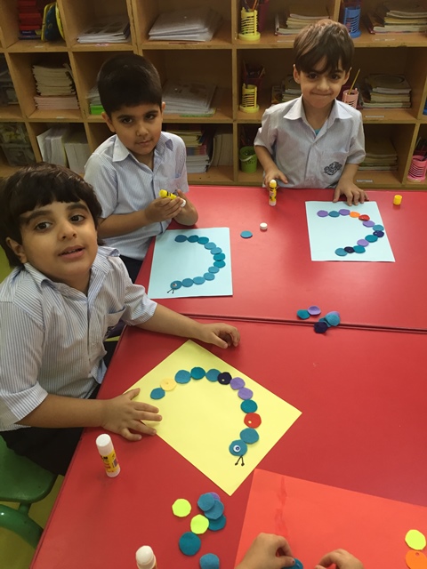 making caterpillar with felt material for letter c